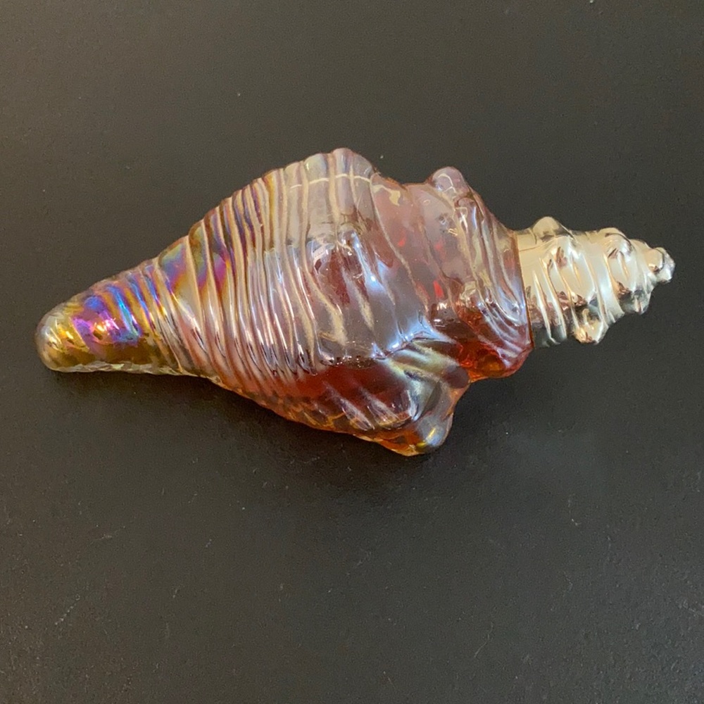 Vintage Avon Iridescent Glass Seashell with Field Flowers Foaming Bath Oil